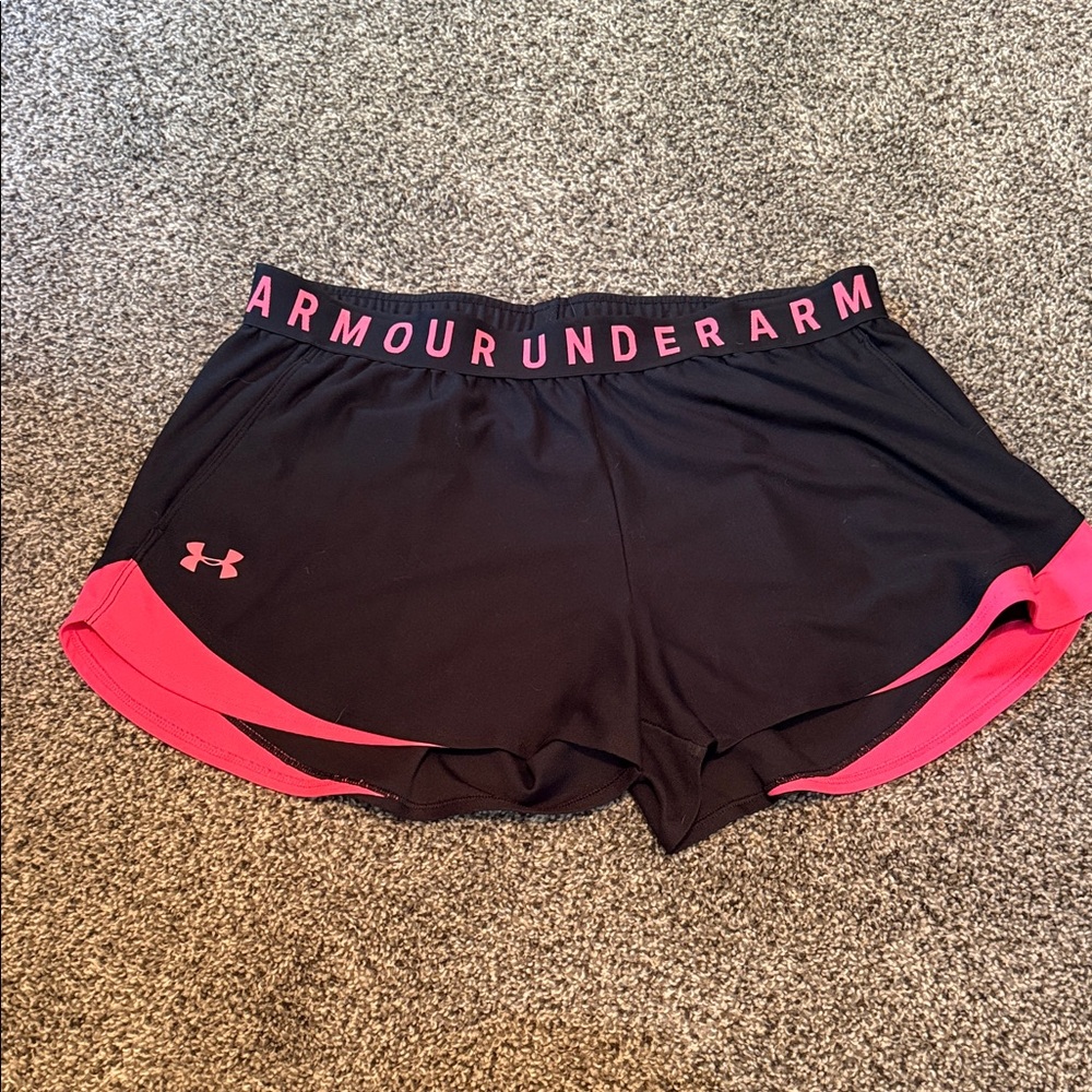 Under Armour Black Athletic Shorts with Pink Trim